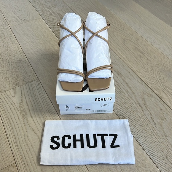 Schutz Aimee Block Heeled Sandals Shoes Heels Light Nude Size 7 NWT - Picture 7 of 10